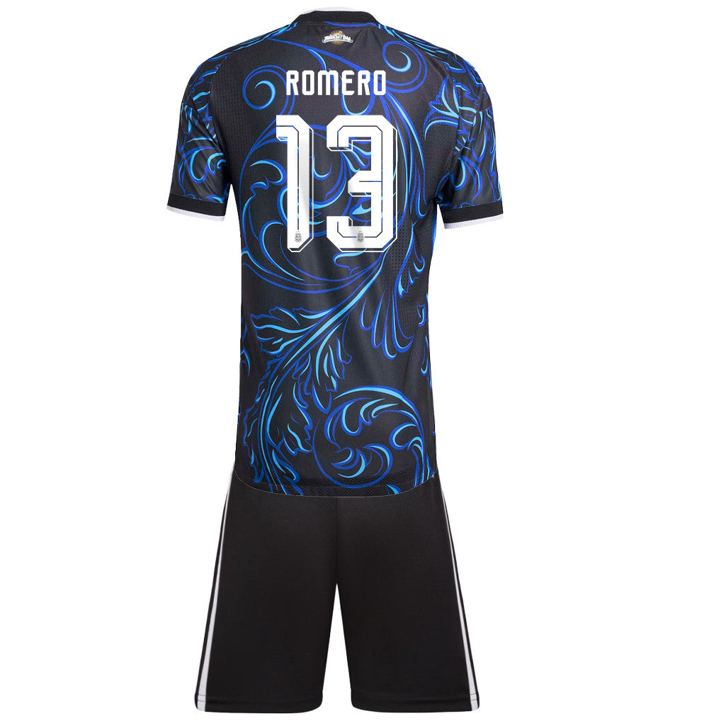 Cristian Romero 13 Argentina 2026 Away Men Jersey & Shorts Set – Black