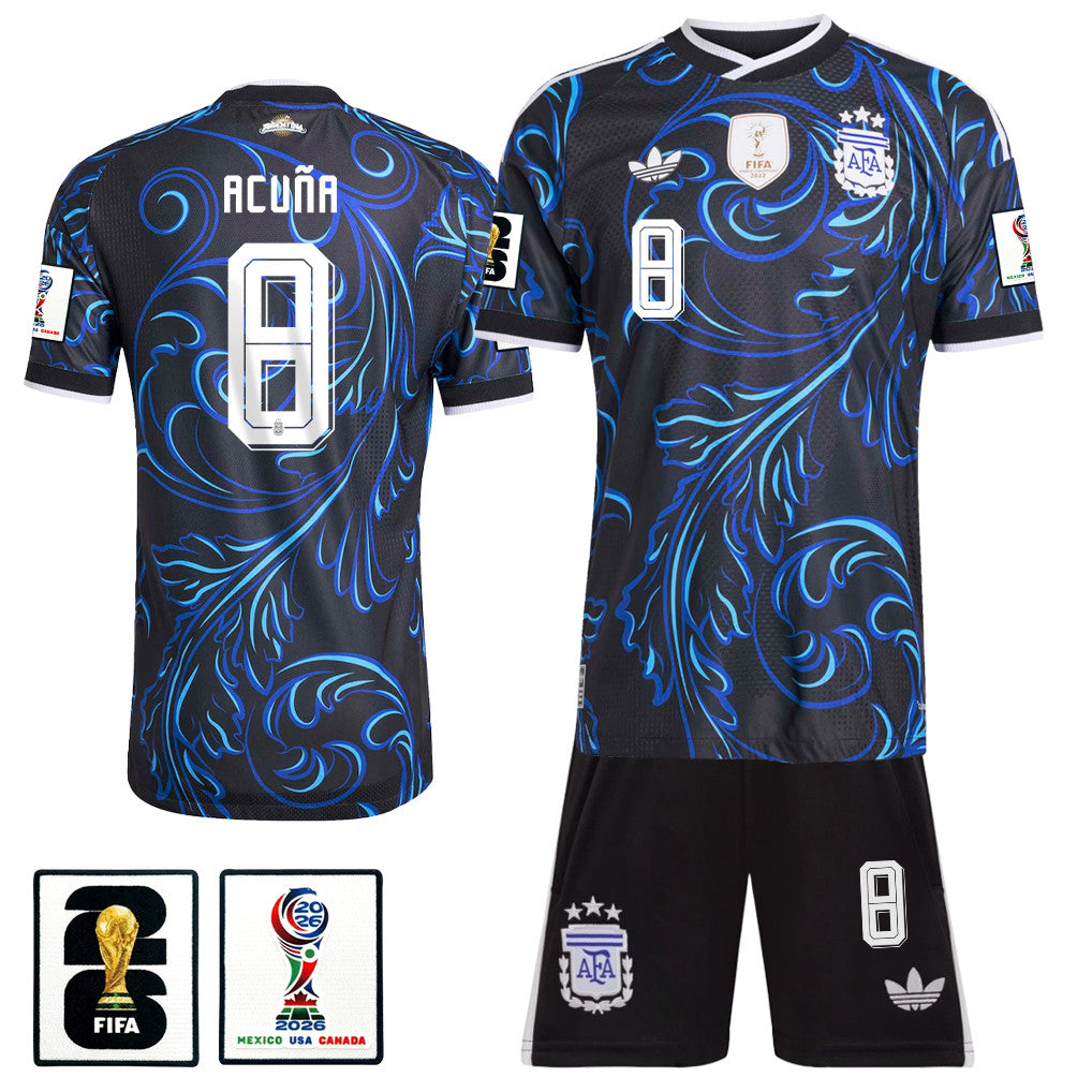 Marcos Acuña 8 Argentina 2026 Away Men Jersey & Shorts Set – Black