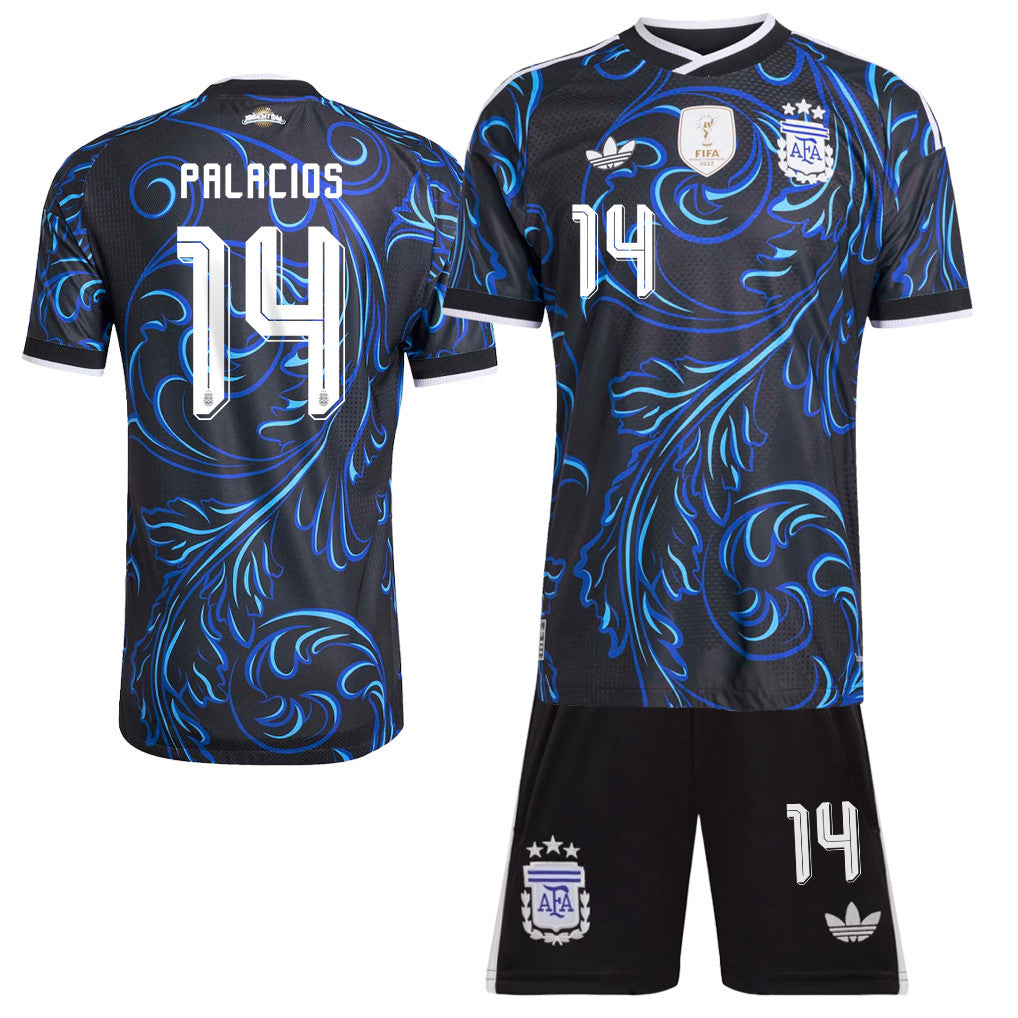 Exequiel Palacios 14 Argentina 2026 Away Men Jersey & Shorts Set – Black