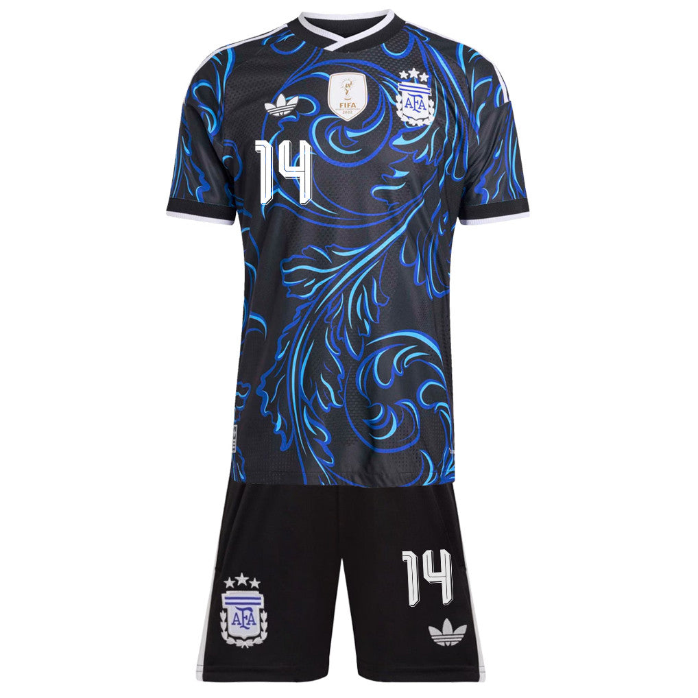 Exequiel Palacios 14 Argentina 2026 Away Men Jersey & Shorts Set – Black