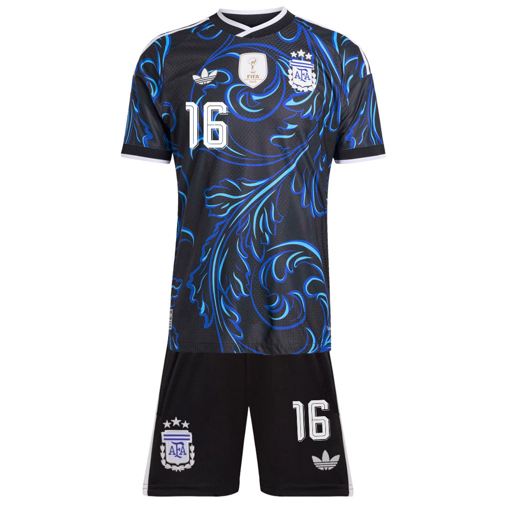 Thiago Almada 16 Argentina 2026 Away Men Jersey & Shorts Set – Black