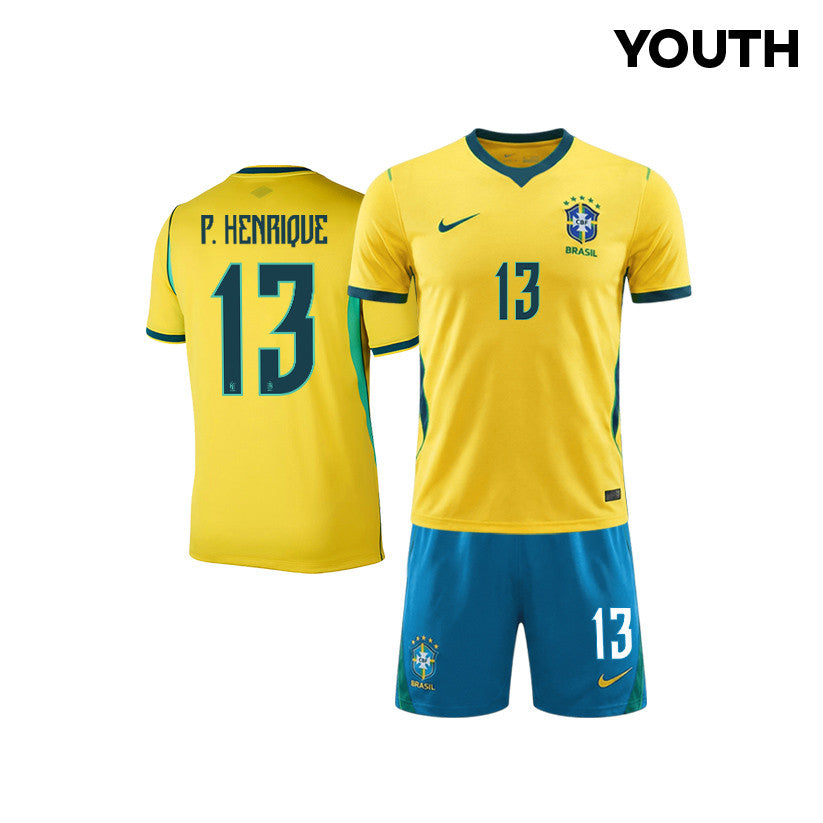 Paulo Henrique 13 Brazil 2026 YOUTH Home Jersey & Shorts Set - Yellow