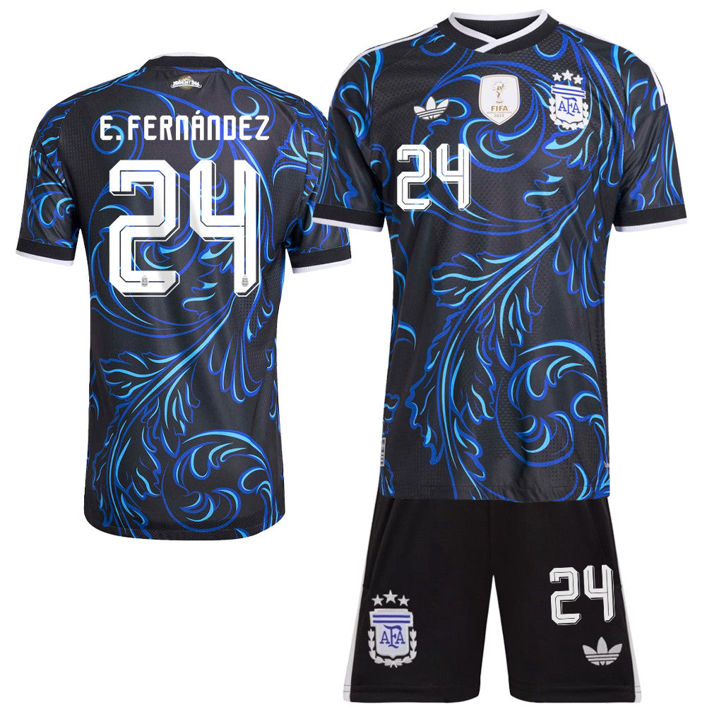 Enzo Fernández 24 Argentina 2026 Away Men Jersey & Shorts Set – Black