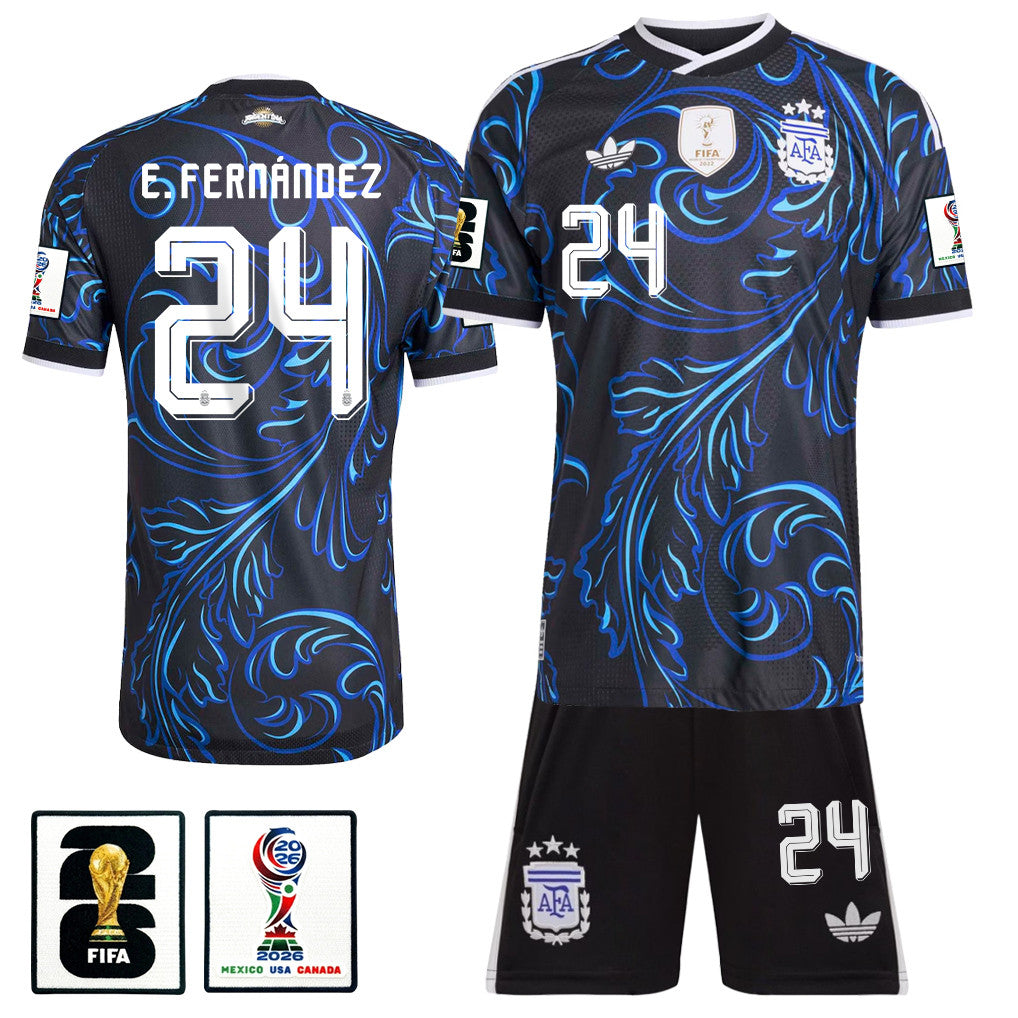 Enzo Fernández 24 Argentina 2026 Away Men Jersey & Shorts Set – Black