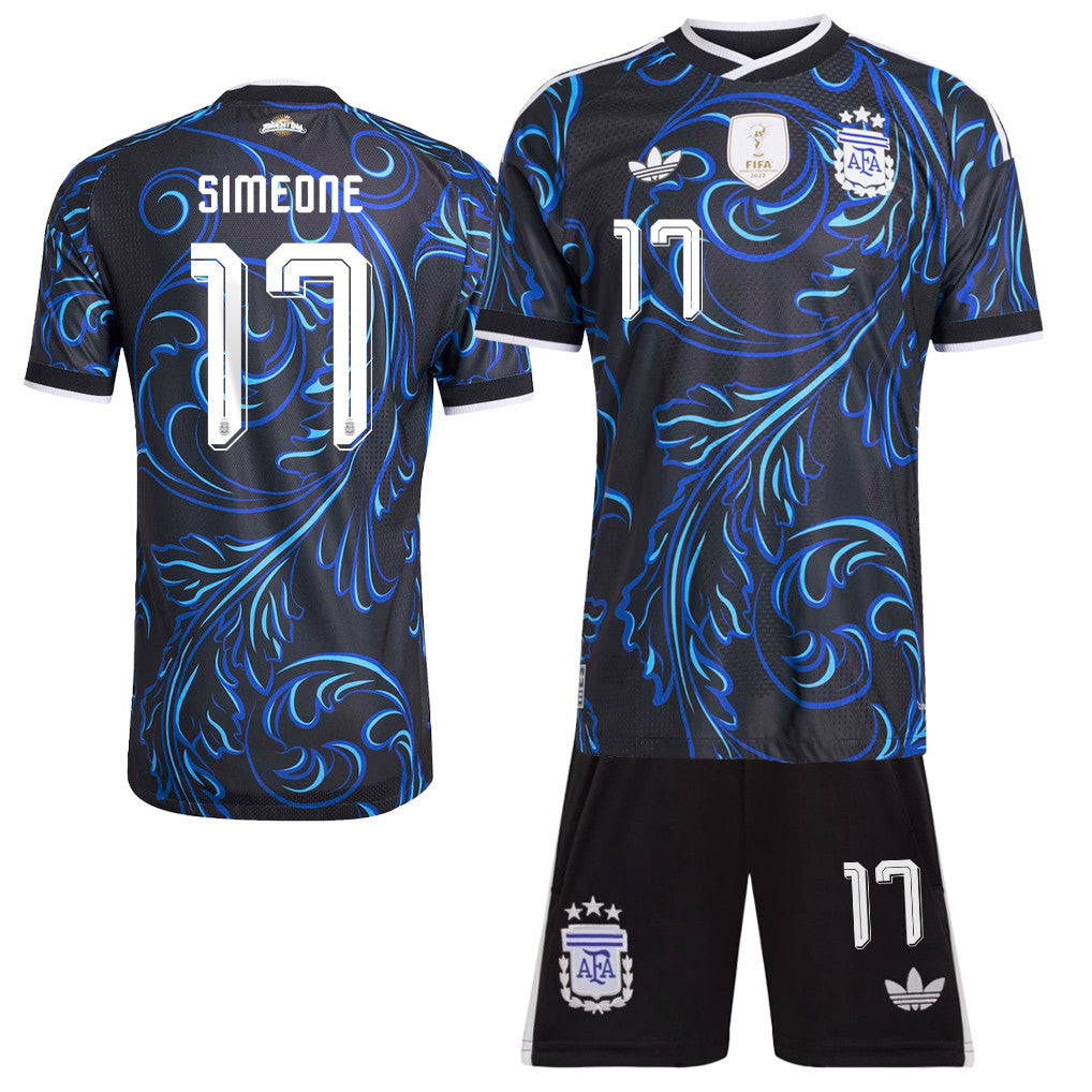 Giuliano Simeone 17 Argentina 2026 Away Men Jersey & Shorts Set – Black
