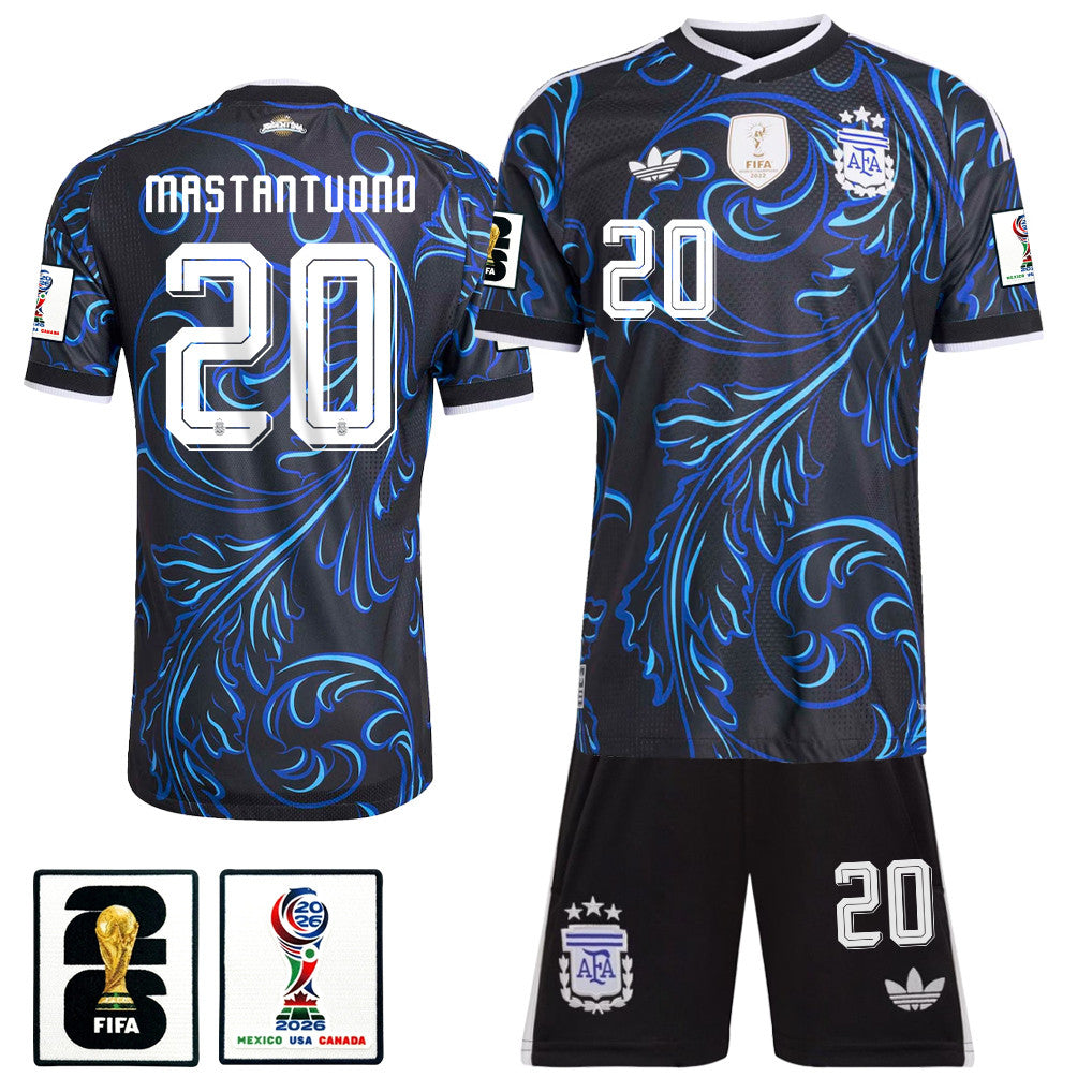 Franco Mastantuono 20 Argentina 2026 Away Men Jersey & Shorts Set – Black