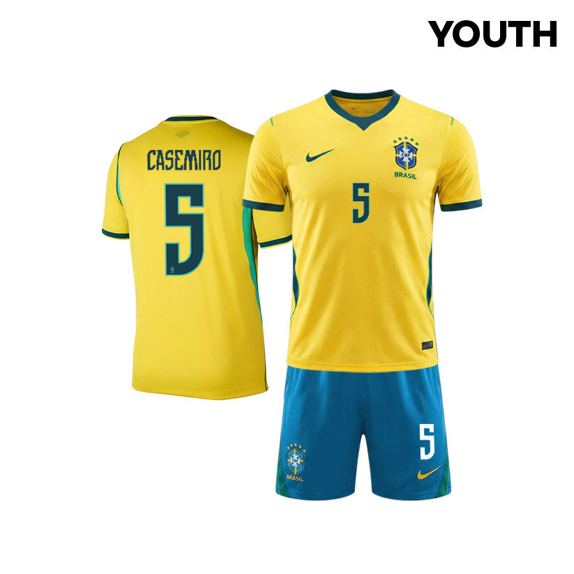 Casemiro 5 Brazil 2026 YOUTH Home Jersey & Shorts Set - Yellow