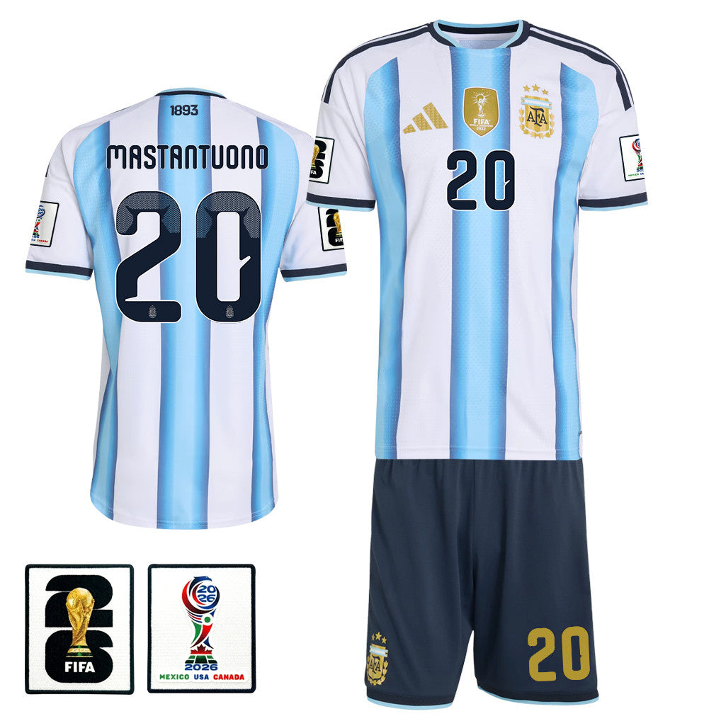 Franco Mastantuono 20 Argentina 2026 Home Men Jersey & Shorts Set – White