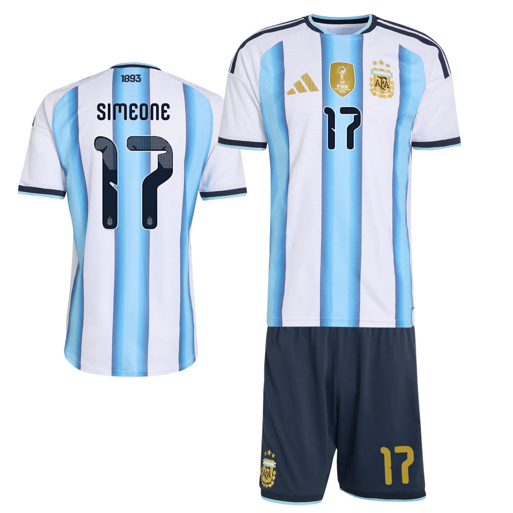 Giuliano Simeone 17 Argentina 2026 Home Men Jersey & Shorts Set – White