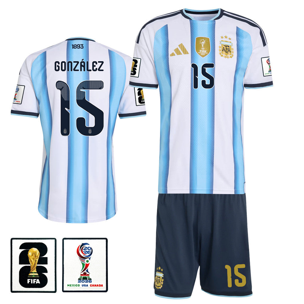 Nicolás González 15 Argentina 2026 Home Men Jersey & Shorts Set – White