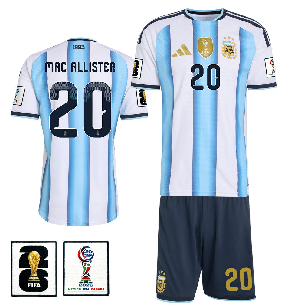 Alexis Mac Allister 20 Argentina 2026 Home Men Jersey & Shorts Set – White