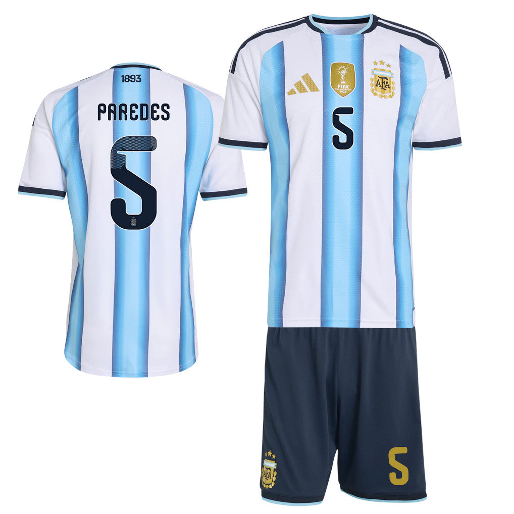 Leandro Paredes 5 Argentina 2026 Home Men Jersey & Shorts Set – White