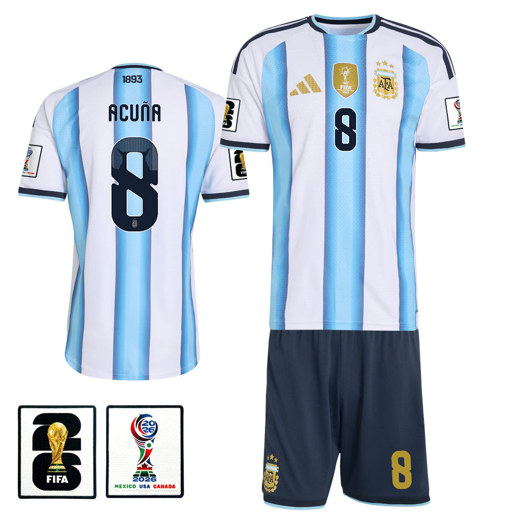 Marcos Acuña 8 Argentina 2026 Home Men Jersey & Shorts Set – White