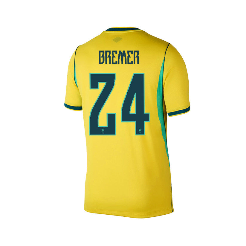 Gleison Bremer 24 Brazil 2026 YOUTH Home Jersey & Shorts Set - Yellow