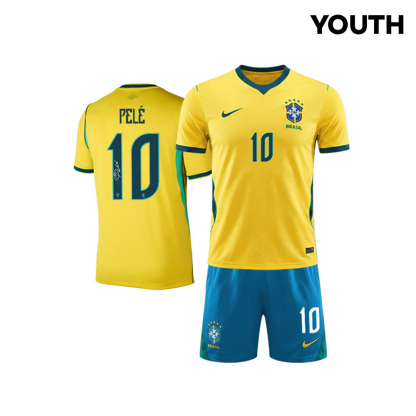 Pelé 10 Brazil 2026 YOUTH Home Jersey & Shorts Set - Yellow