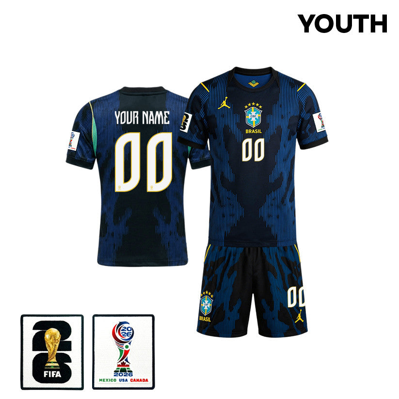 Brazil 2026 YOUTH Away Jersey & Shorts Set - Personalized - Blue