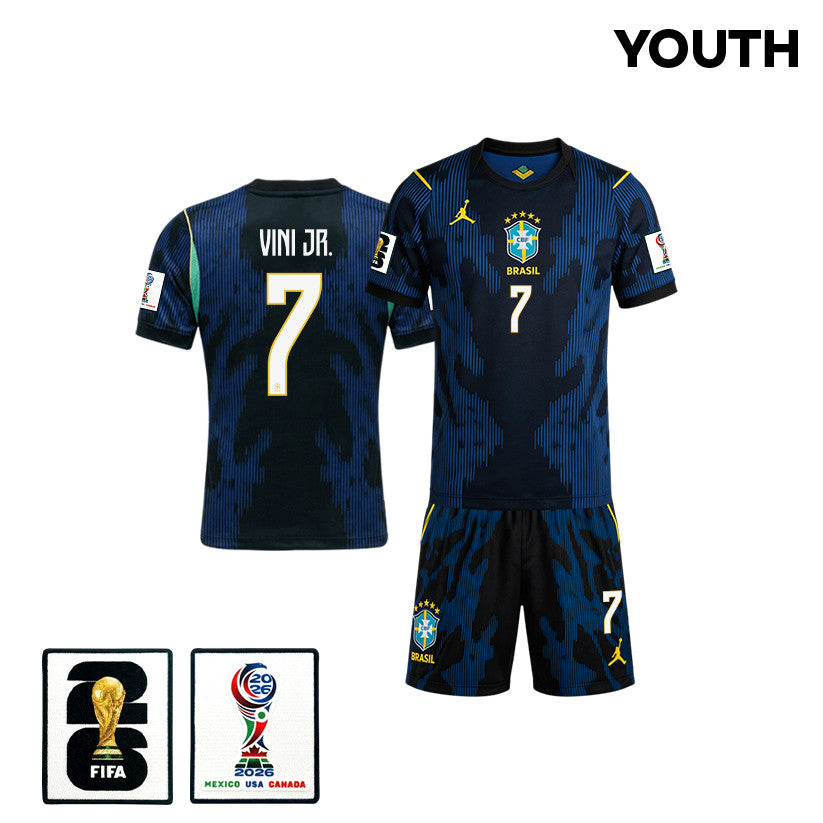 Vinícius Júnior 7 Brazil 2026 YOUTH Away Jersey & Shorts Set - Blue