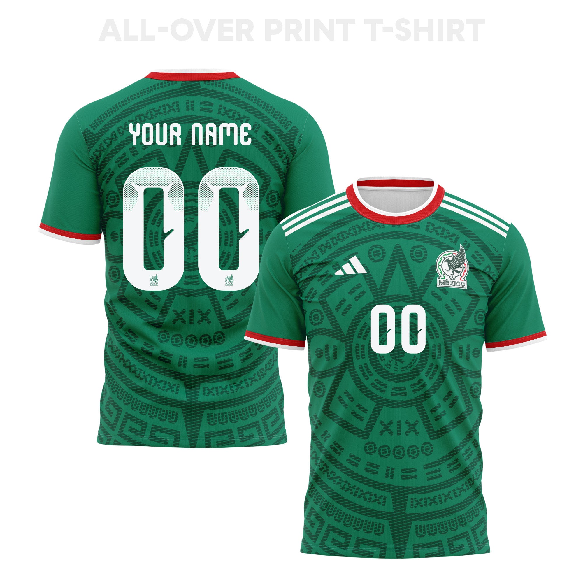 Mexico 2026 Home 3D T-Shirt Fully Printed – Personalized – Unisex, Green