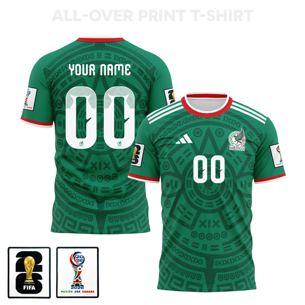 Mexico 2026 Home 3D T-Shirt Fully Printed – Personalized – Unisex, Green