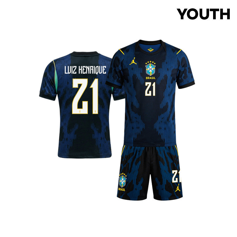 Luiz Henrique 21 Brazil 2026 YOUTH Away Jersey & Shorts Set - Blue