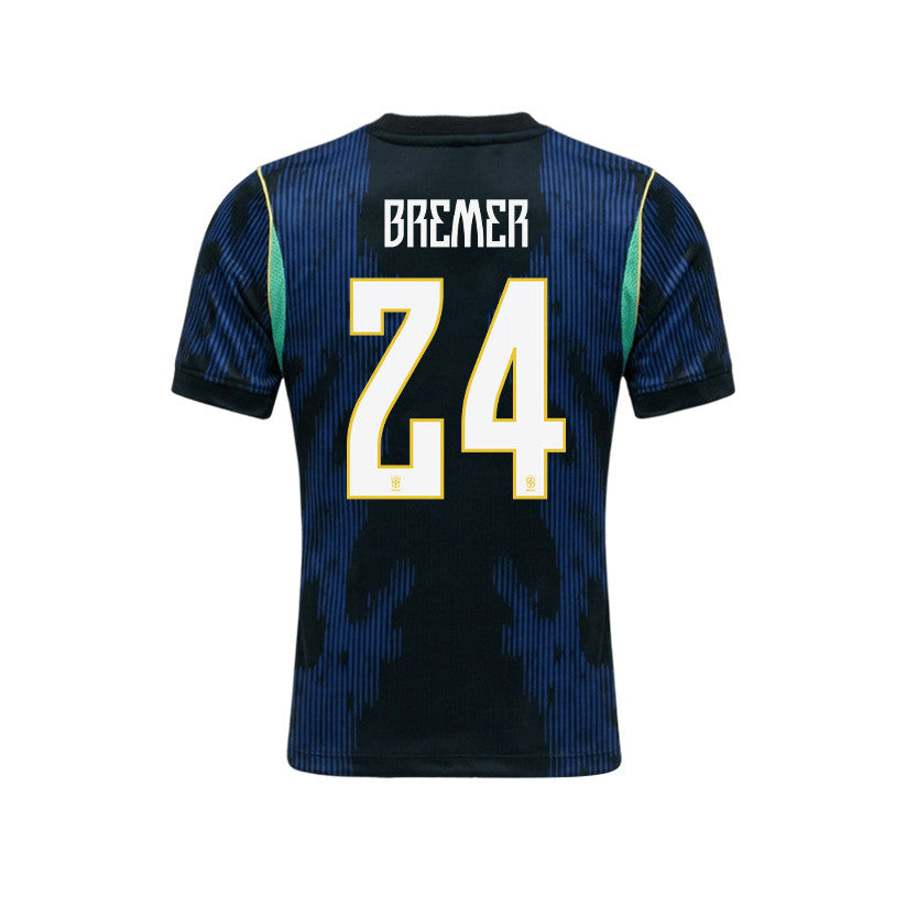Gleison Bremer 24 Brazil 2026 YOUTH Away Jersey & Shorts Set - Blue