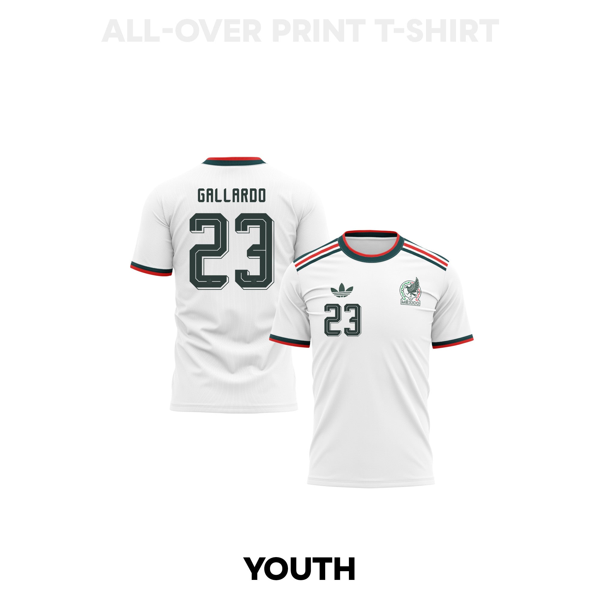 Jesús Gallardo 23 Youth Mexico 2026 Away 3D T-shirt Fully Printed – White