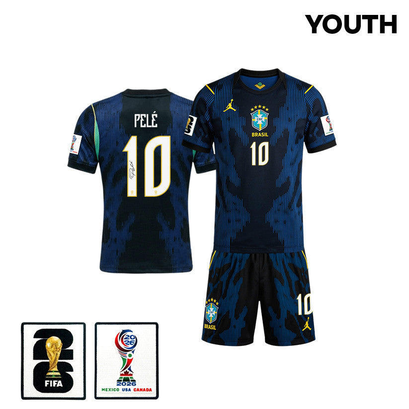 Pelé 10 Brazil 2026 YOUTH Away Jersey & Shorts Set - Blue