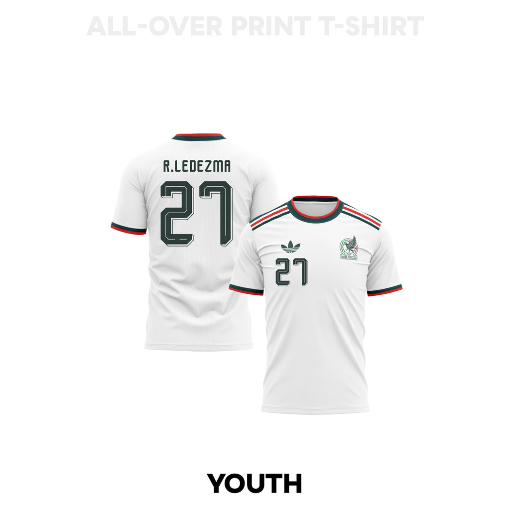 Richard Ledezma 27 Youth Mexico 2026 Away 3D T-shirt Fully Printed – White