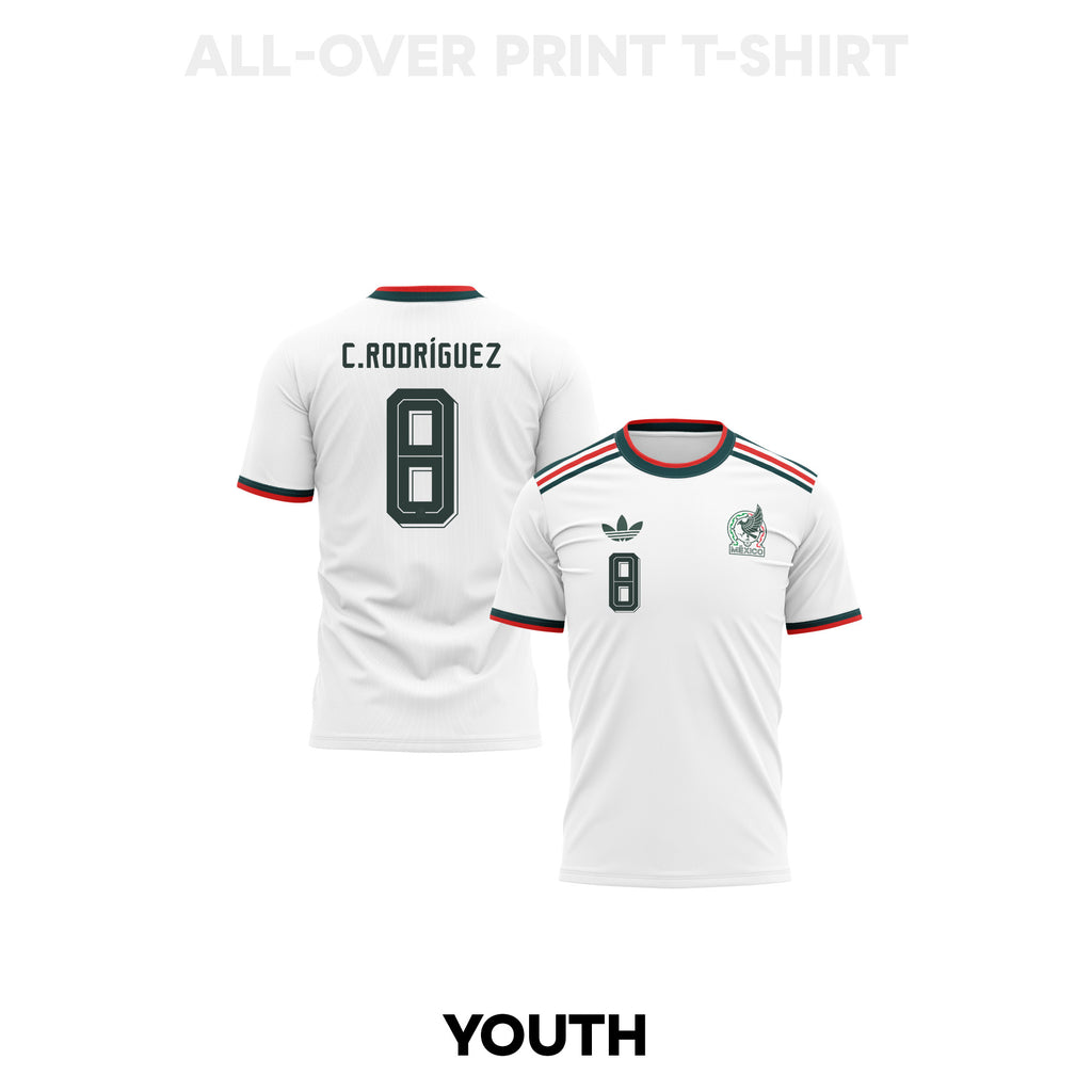 Carlos Rodríguez 8 Youth Mexico 2026 Away 3D T-shirt Fully Printed – White