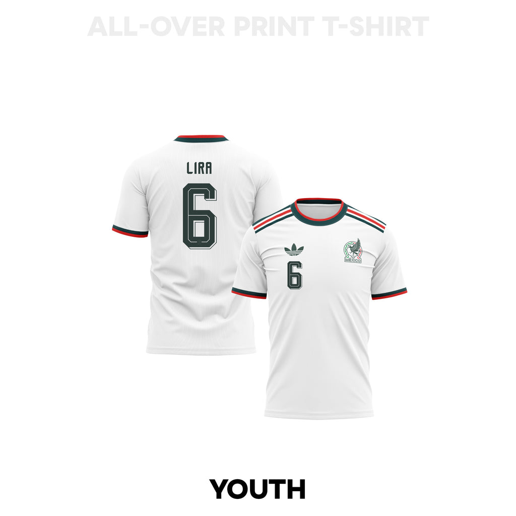 Erik Lira 6 Youth Mexico 2026 Away 3D T-shirt Fully Printed – White