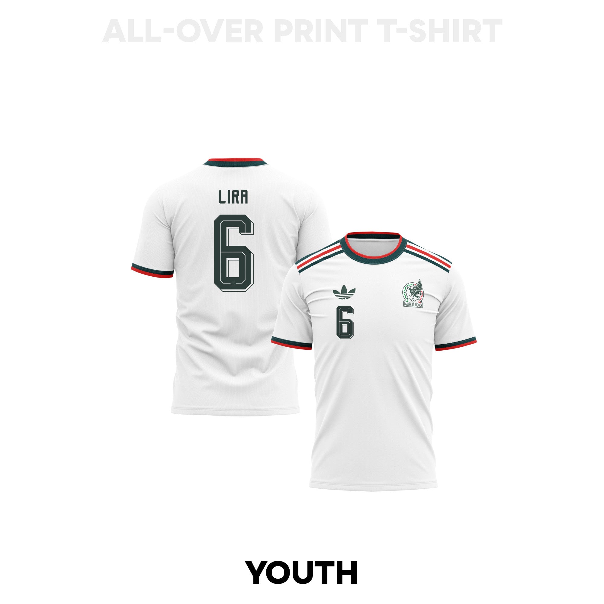 Erik Lira 6 Youth Mexico 2026 Away 3D T-shirt Fully Printed – White