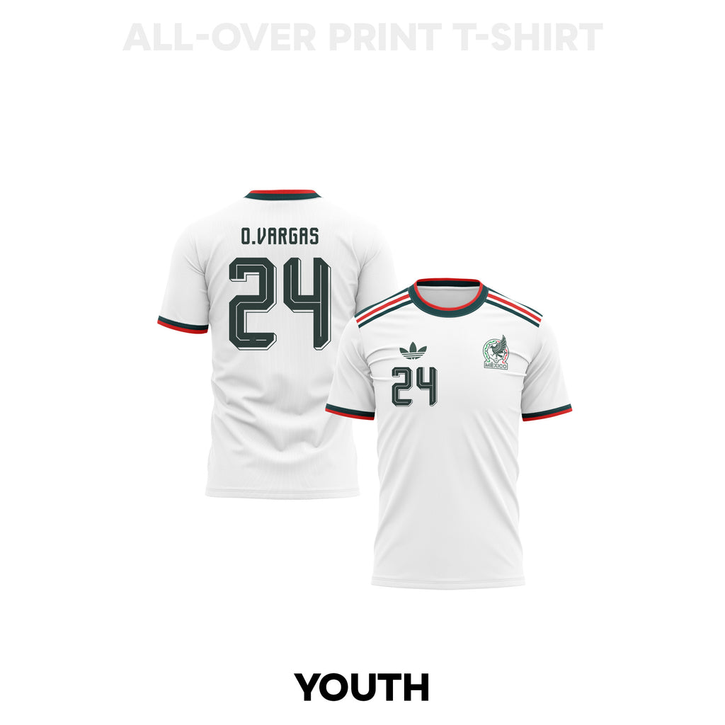Obed Vargas 24 Youth Mexico 2026 Away 3D T-shirt Fully Printed – White
