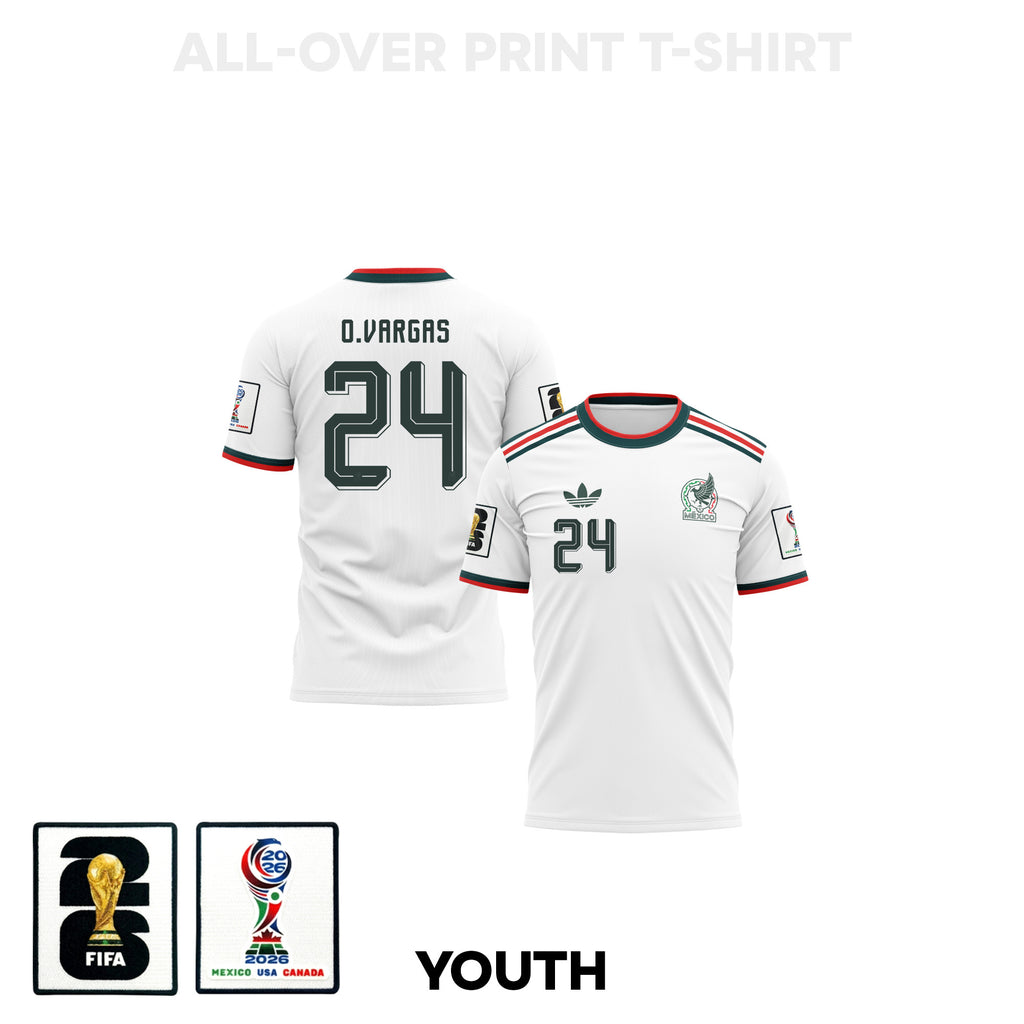 Obed Vargas 24 Youth Mexico 2026 Away 3D T-shirt Fully Printed – White