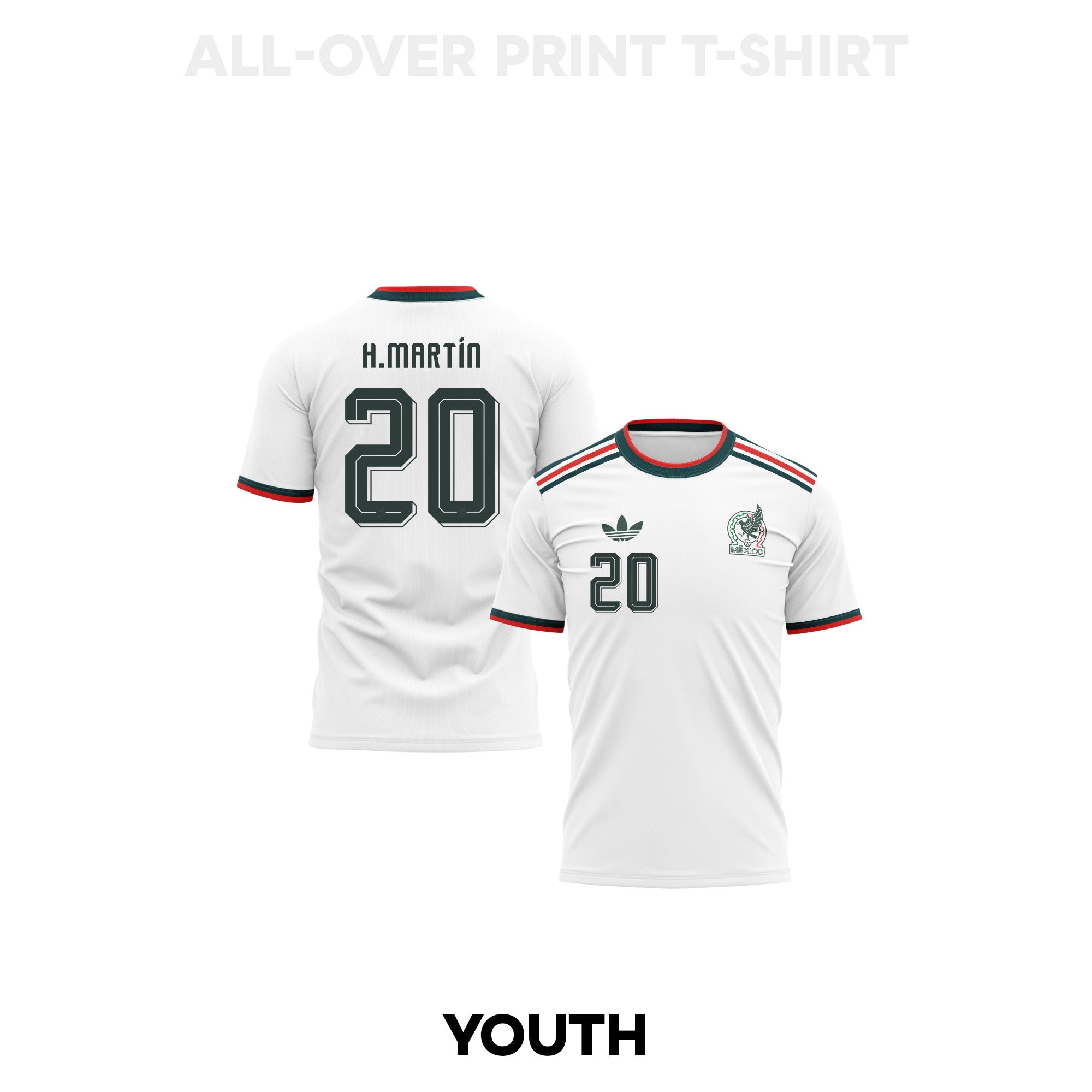 Henry Martín 20 Youth Mexico 2026 Away 3D T-shirt Fully Printed – White