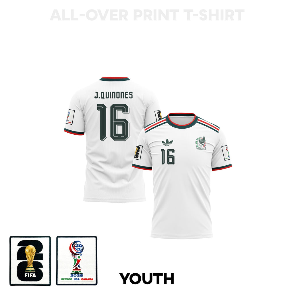 Julián Quiñones 16 Youth Mexico 2026 Away 3D T-shirt Fully Printed – White