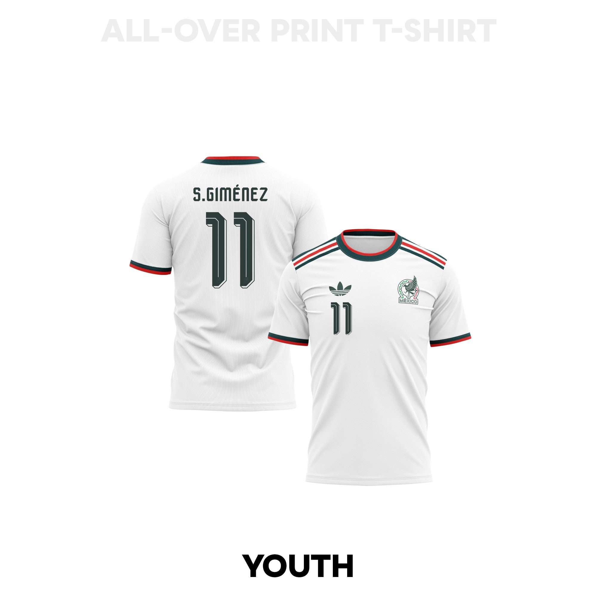 Santiago Giménez 11 Youth Mexico 2026 Away 3D T-shirt Fully Printed – White