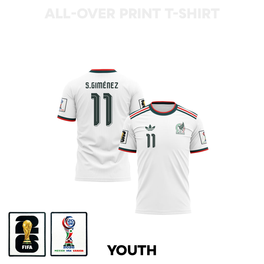 Santiago Giménez 11 Youth Mexico 2026 Away 3D T-shirt Fully Printed – White
