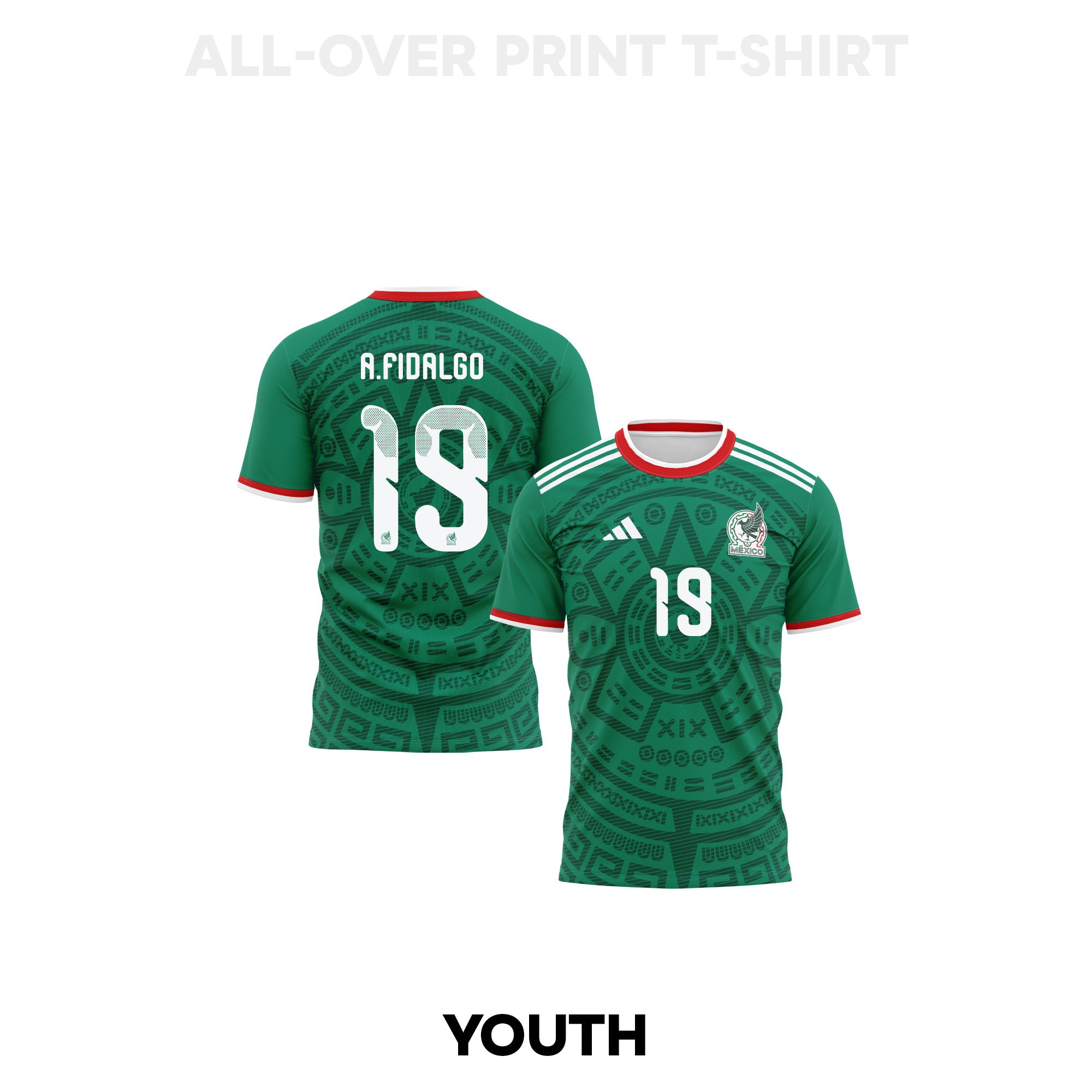 Álvaro Fidalgo 19 Youth Mexico 2026 Home 3D T-shirt Fully Printed – Green