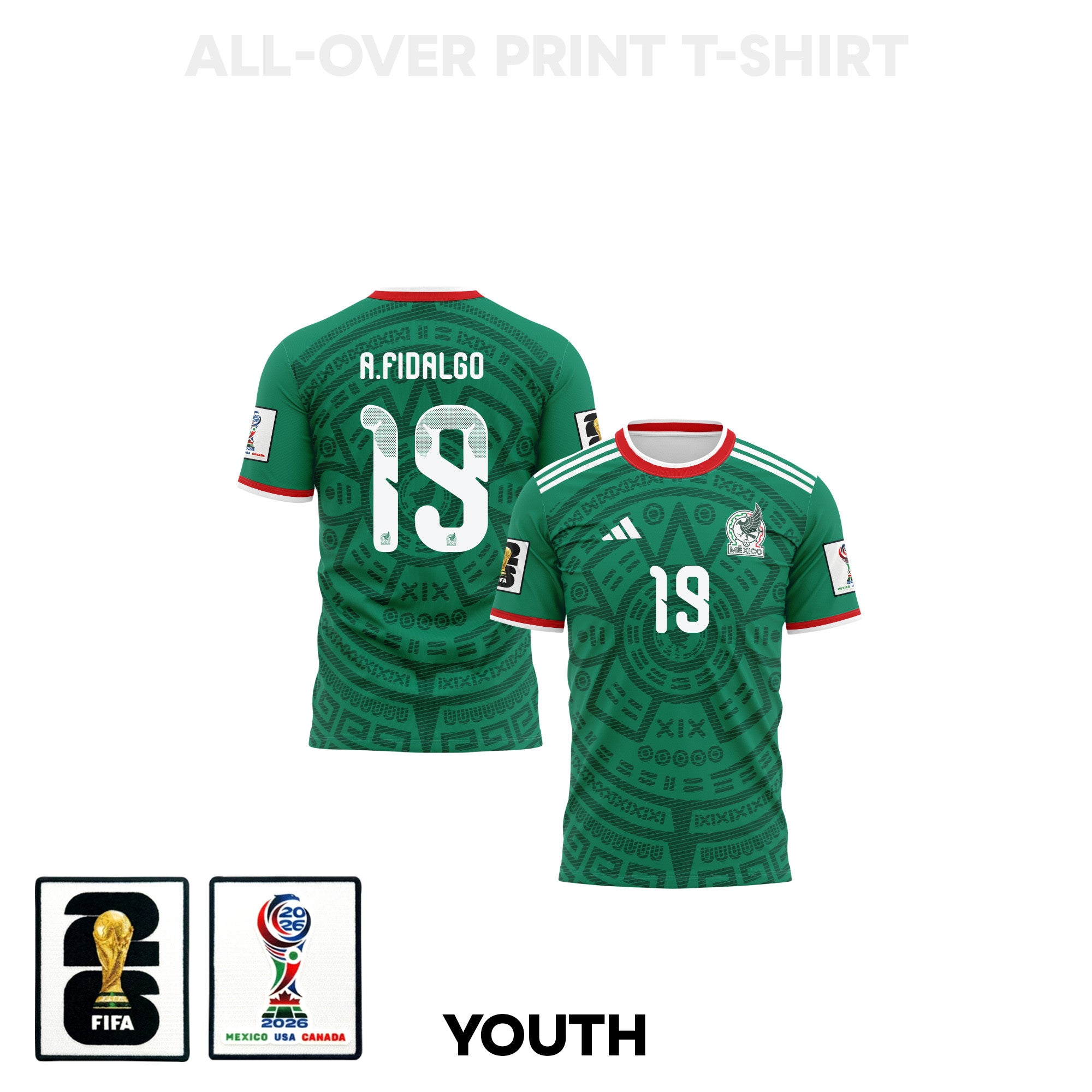 Álvaro Fidalgo 19 Youth Mexico 2026 Home 3D T-shirt Fully Printed – Green
