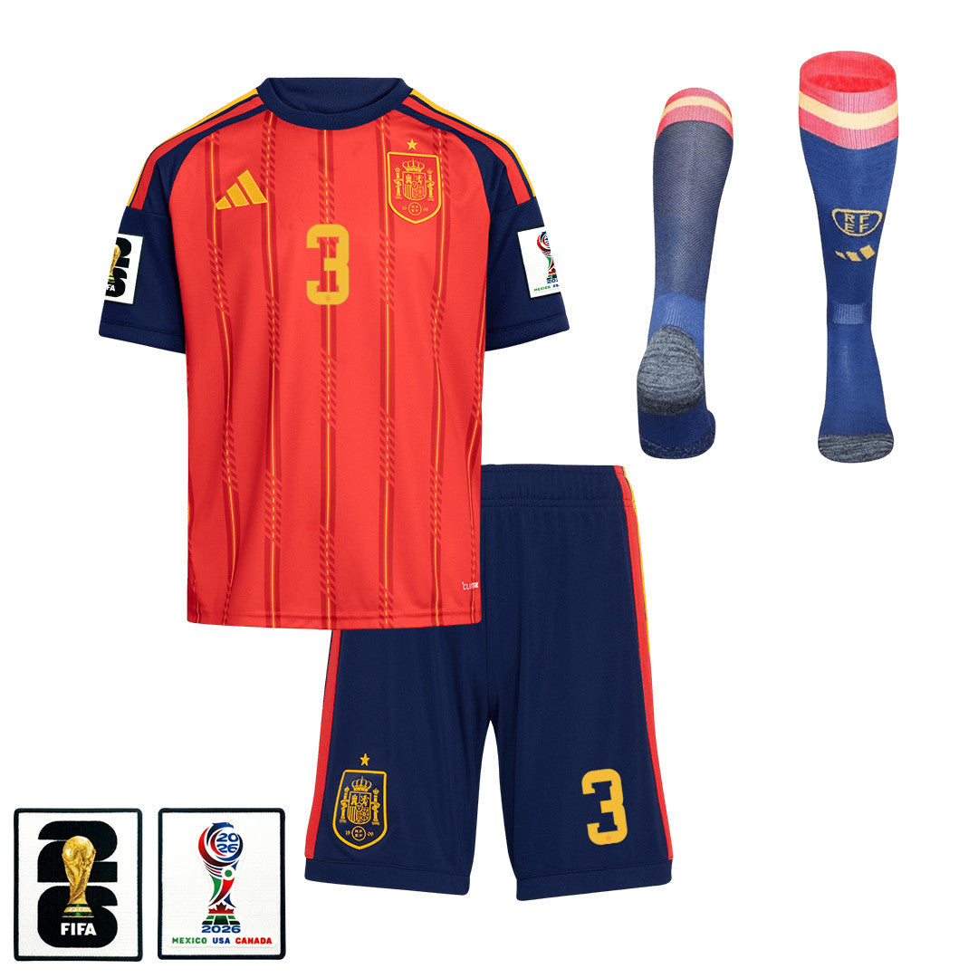 Robin Le Normand 3 Spain 2026 Home Men Kit Set – Red