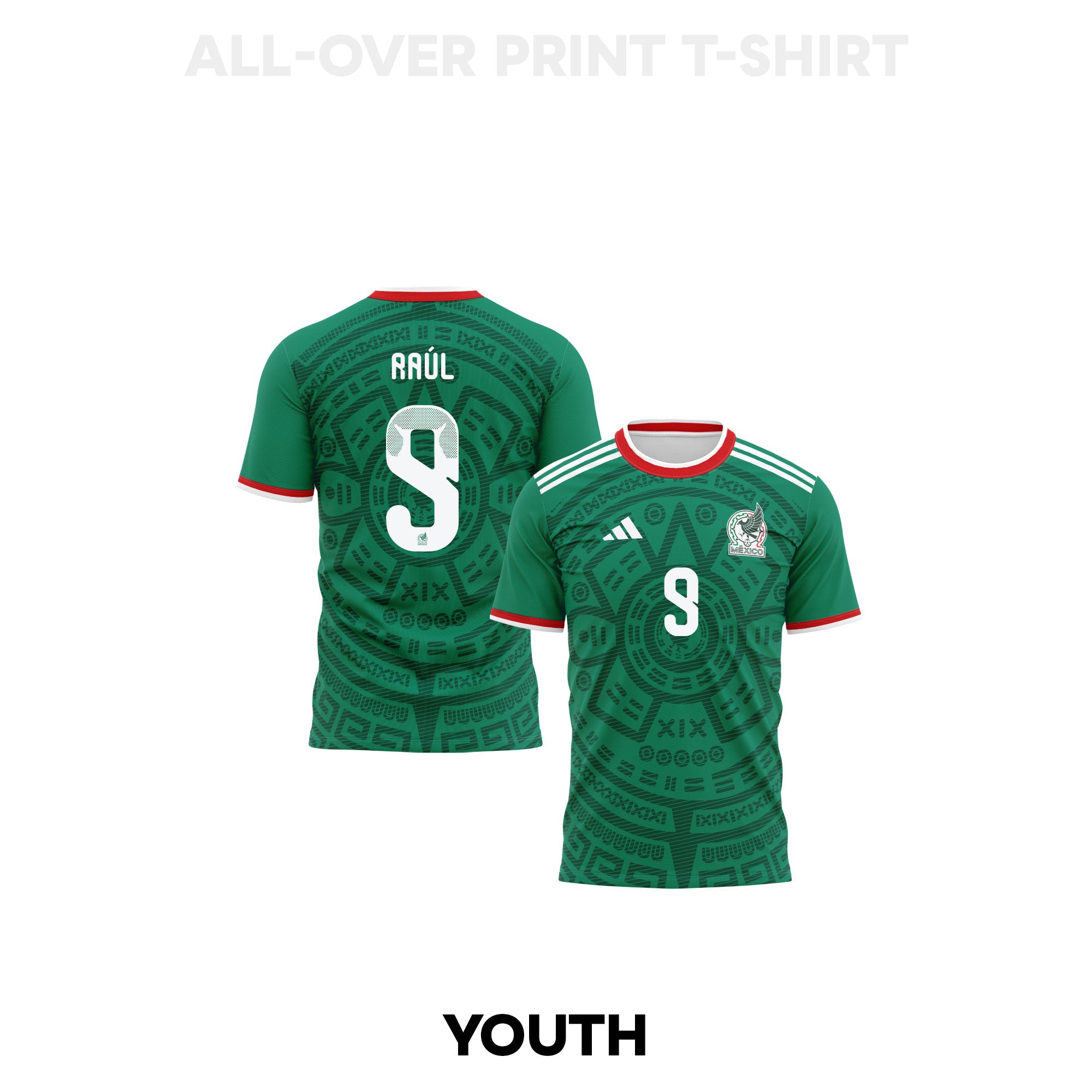 Raúl Jiménez 9 Youth Mexico 2026 Home 3D T-shirt Fully Printed – Green