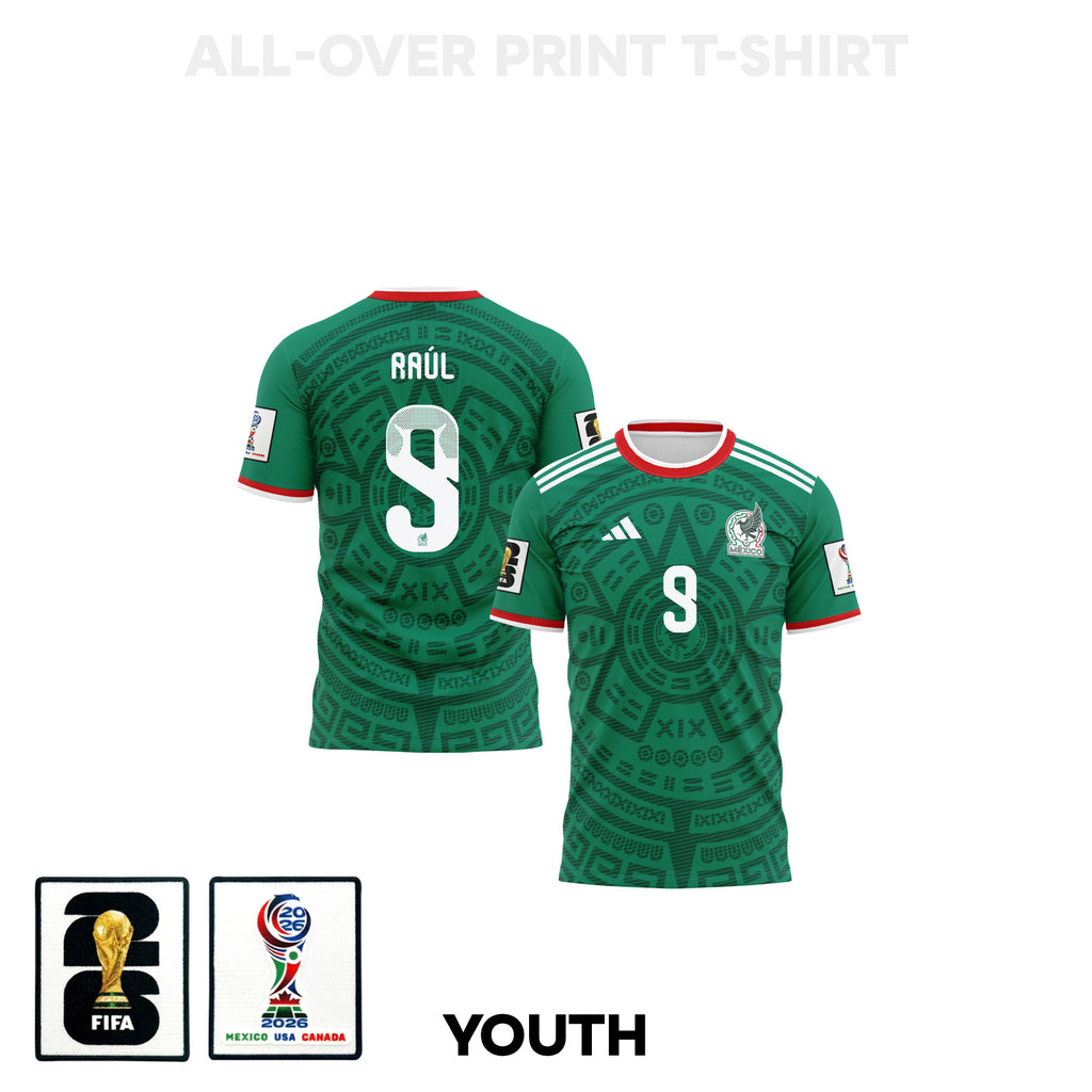 Raúl Jiménez 9 Youth Mexico 2026 Home 3D T-shirt Fully Printed – Green