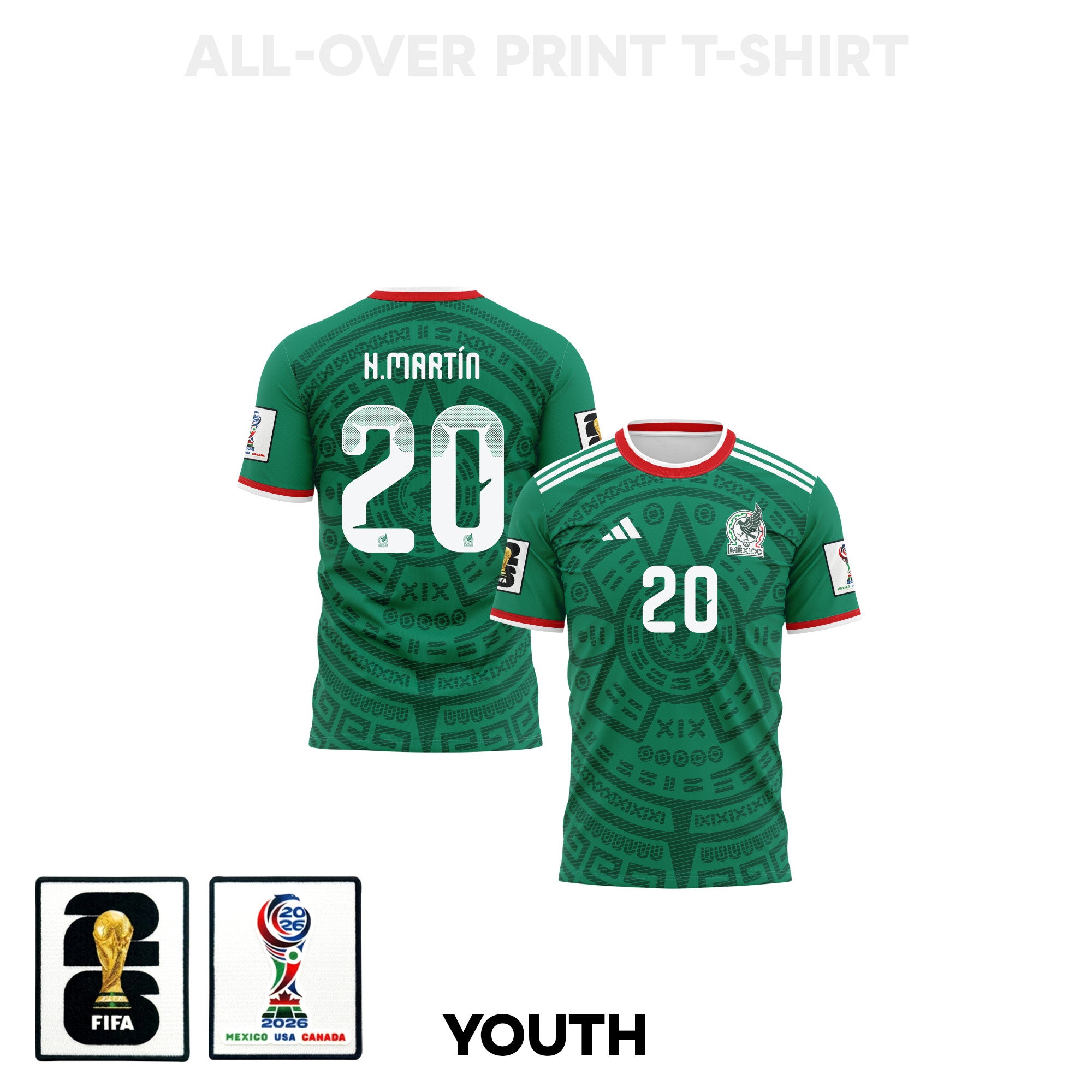 Henry Martín 20 Youth Mexico 2026 Home 3D T-shirt Fully Printed – Green