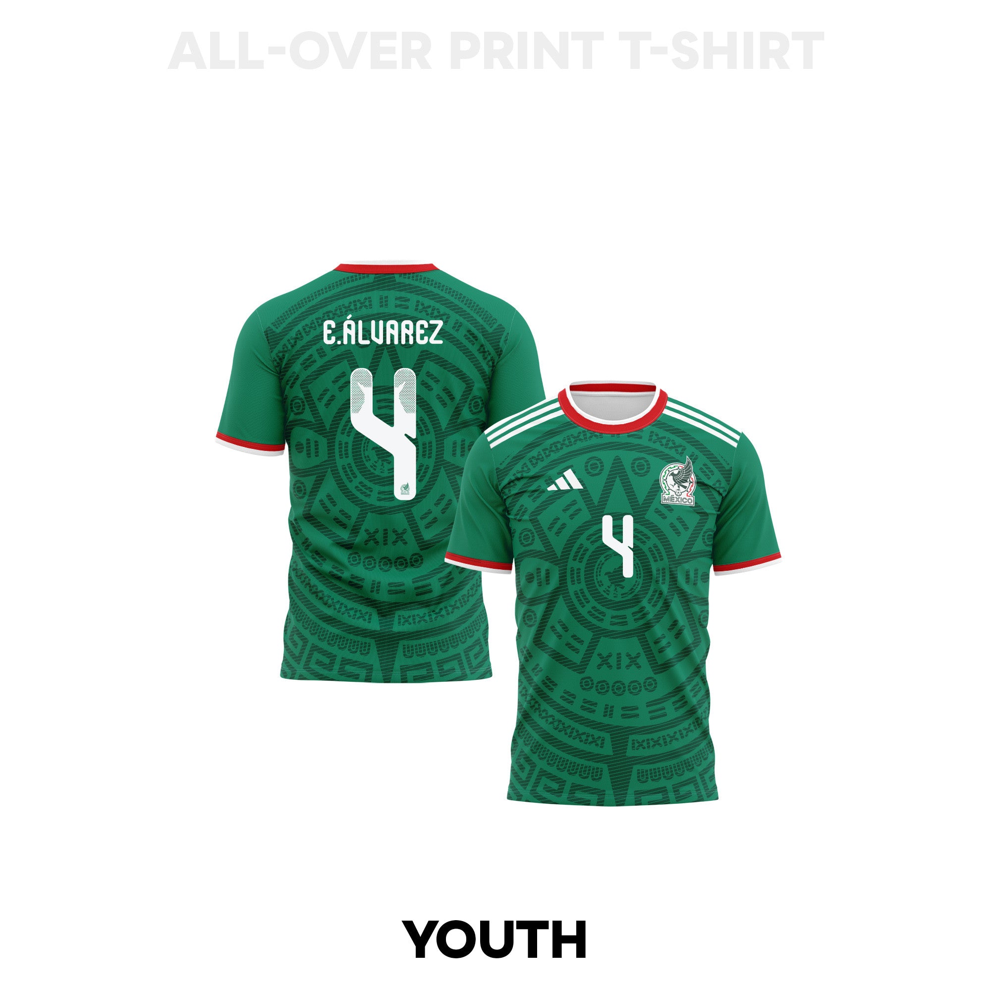 Edson Álvarez 4 Youth Mexico 2026 Home 3D T-shirt Fully Printed – Green