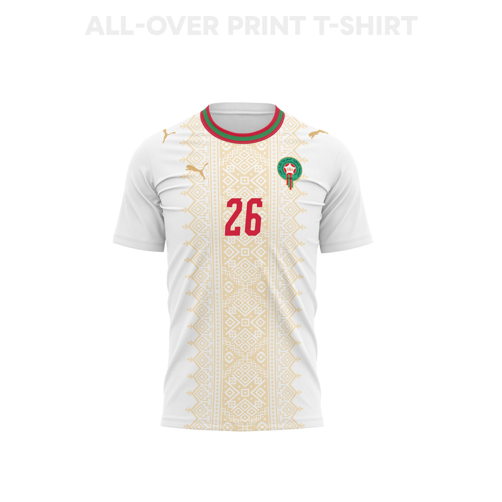 Anass Salah-Eddine 26 Morocco 2026 Away 3D T-Shirt Fully Printed – Unisex, White