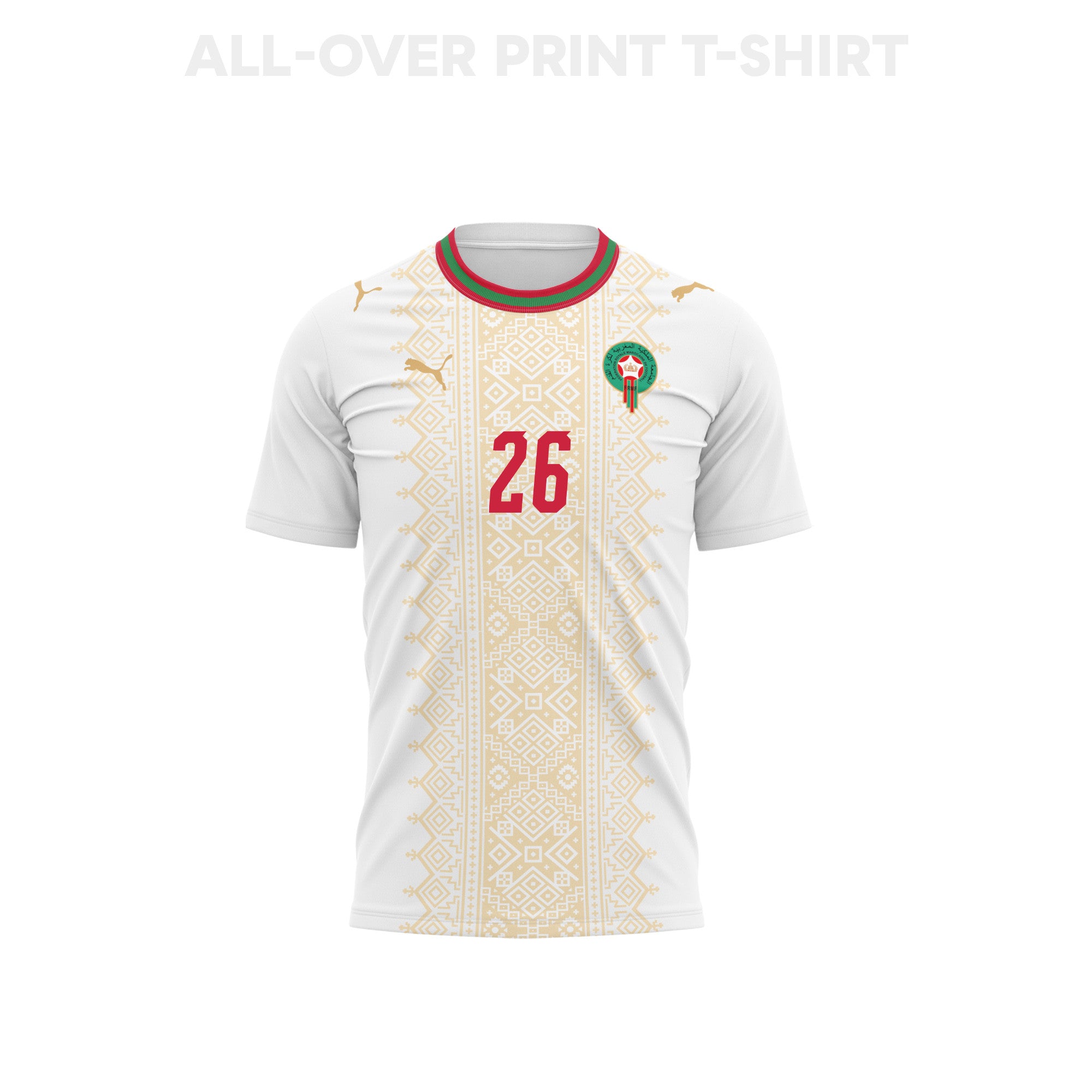 Anass Salah-Eddine 26 Morocco 2026 Away 3D T-Shirt Fully Printed – Unisex, White