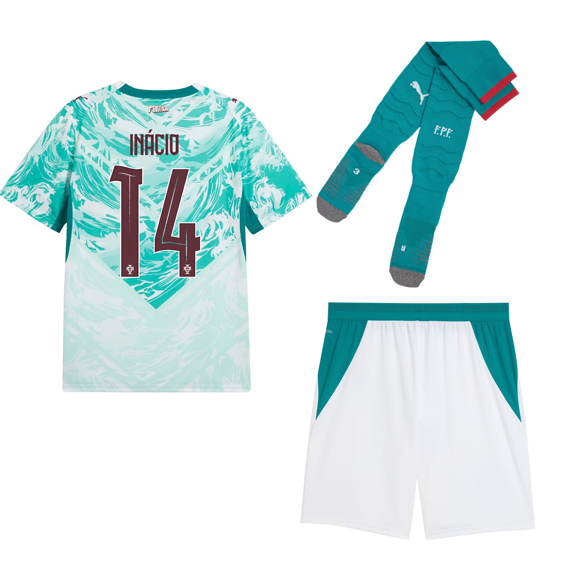 Gonçalo Inácio 14 Portugal 2026 Away Men Kit Set – White
