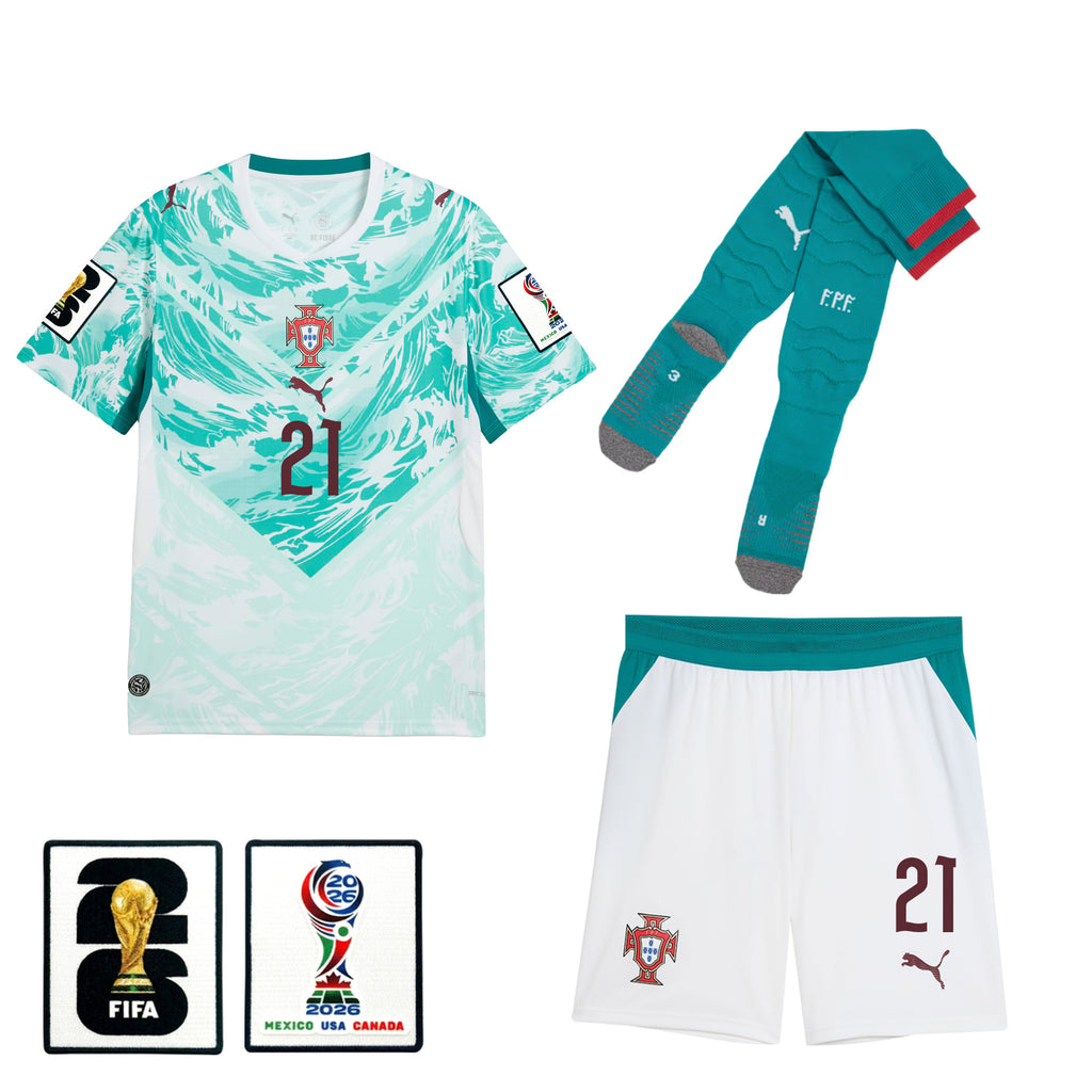 Rúben Neves 21 Portugal 2026 Away Men Kit Set – White
