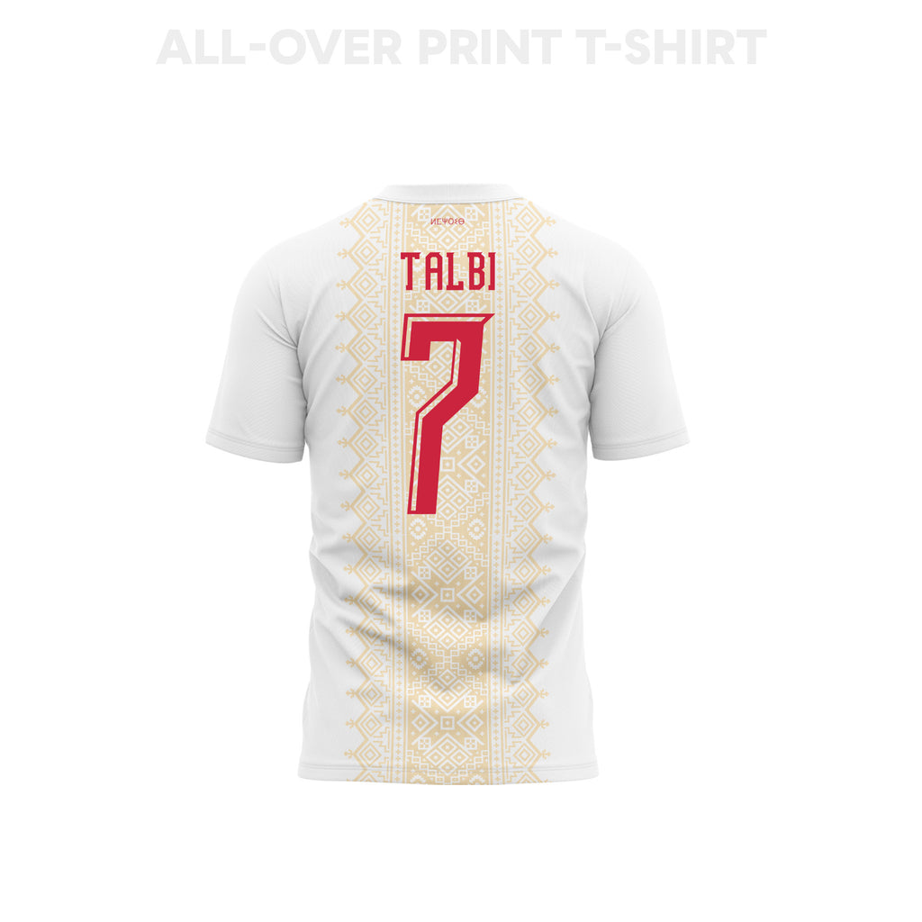 Chemsdine Talbi 7 Morocco 2026 Away 3D T-Shirt Fully Printed – Unisex, White