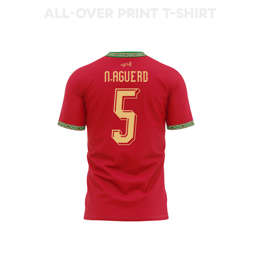 Nayef Aguerd 5 Morocco 2026 Home 3D T-Shirt Fully Printed – Unisex, Red